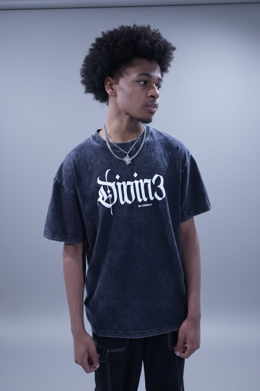 WASHED OBSIDIAN DIVIN3 DIVINITY TEE